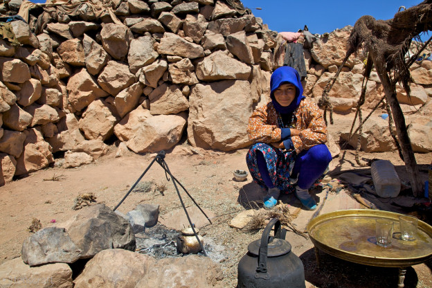 brewing tea for guests / atlas mountains, morocco