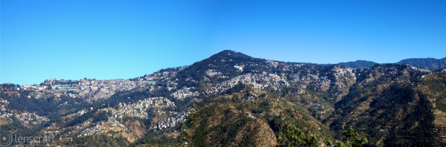 looking back at shimla from the toy train / india
