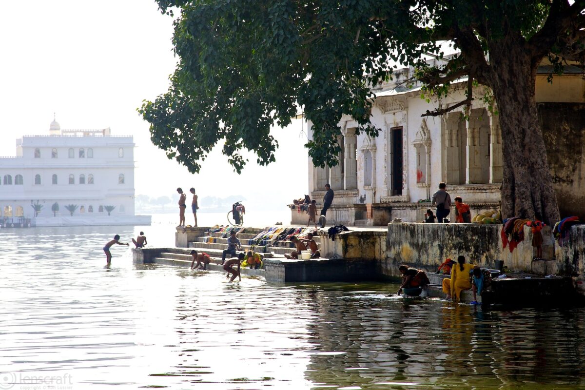 bathing at the temple / udaipur, india