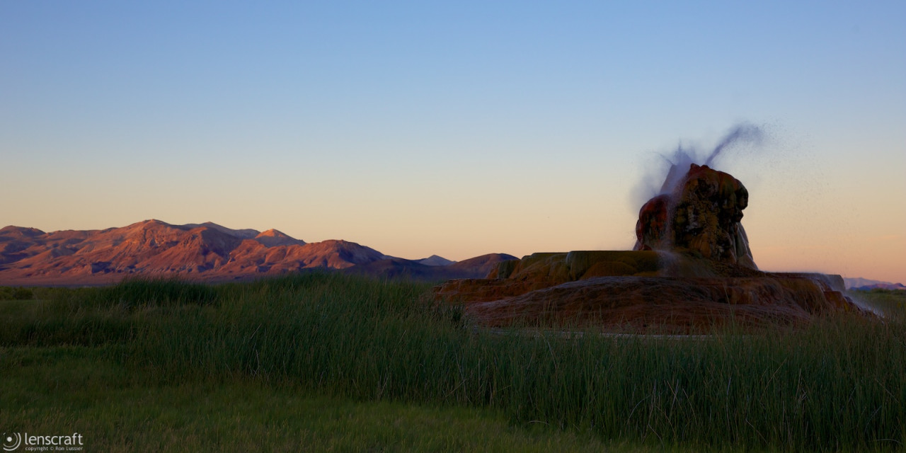 last light at fly geyser / fly ranch, nevada